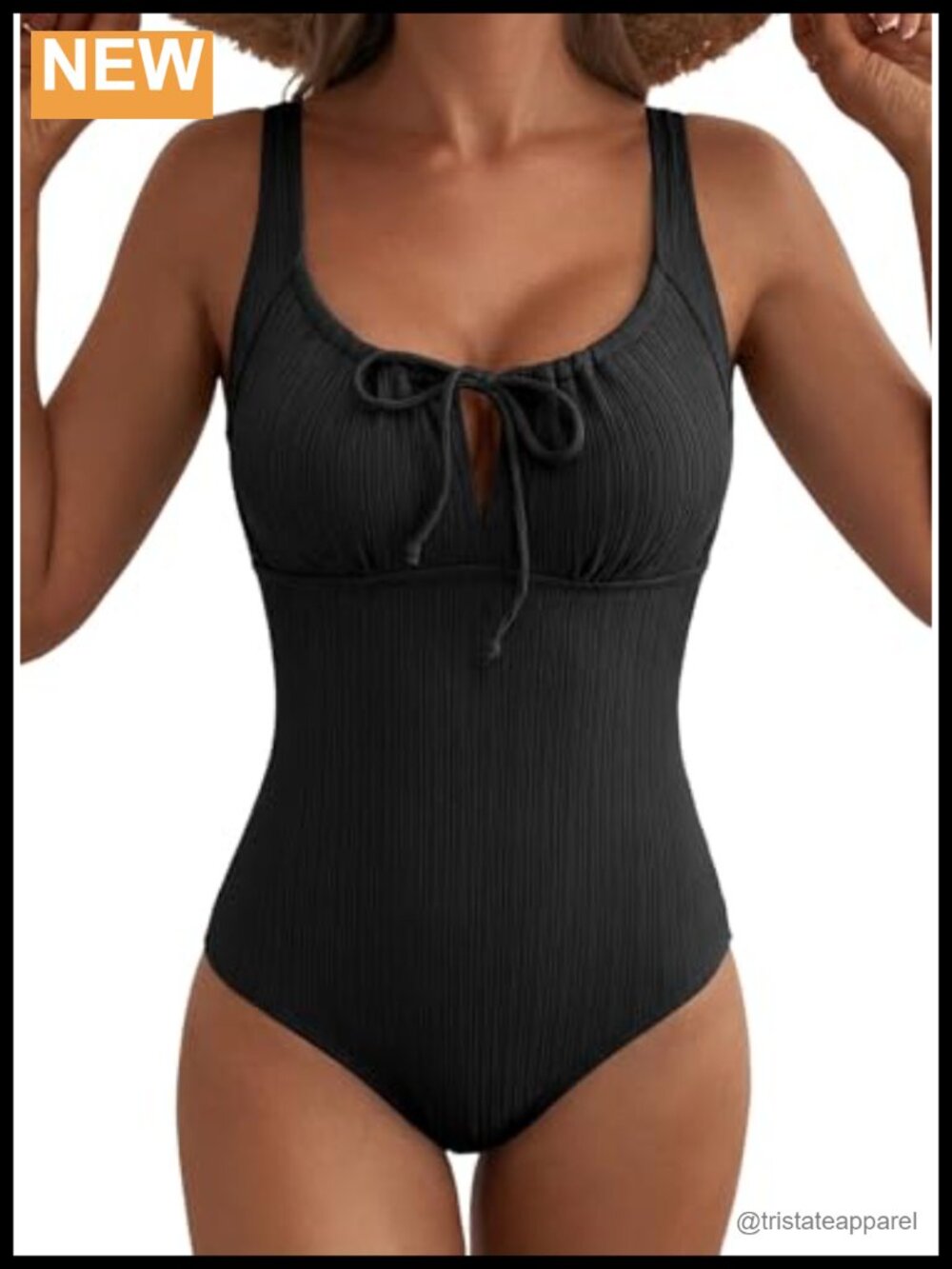 Textured One Piece Swimsuit Tummy Control Tie Knot Cutout Bathing Suit